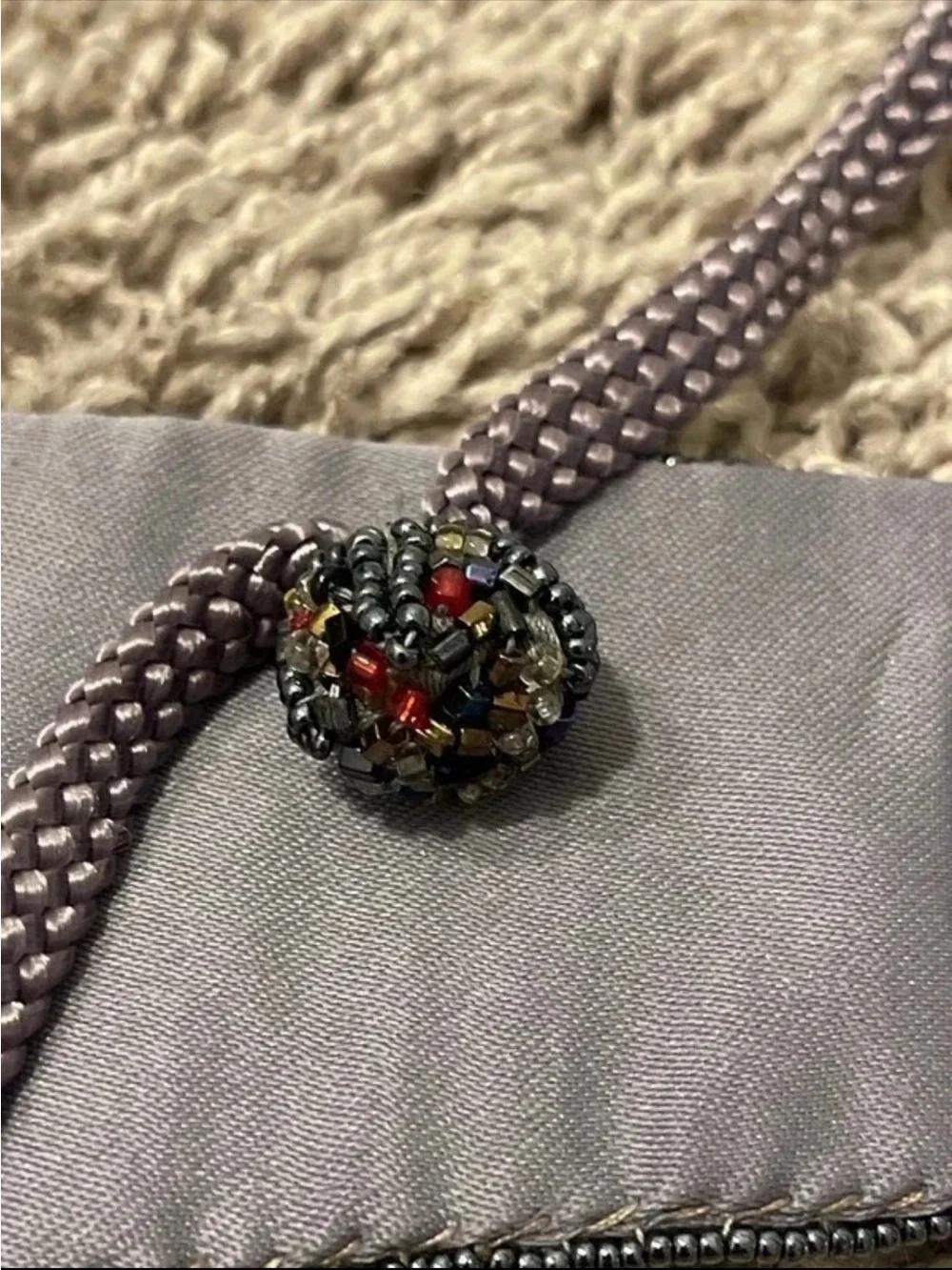 Dior Black and Red Beaded Tie Belt with Twisted Cord Tassels